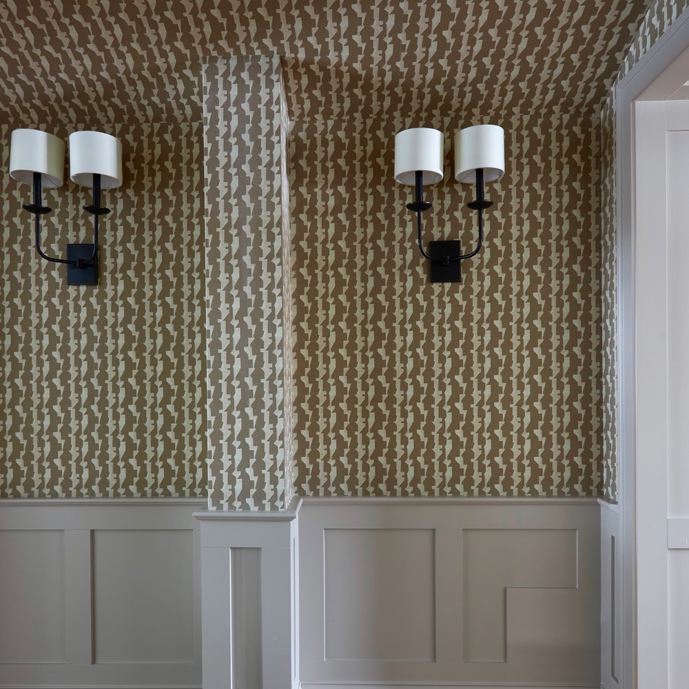 Millwork-wallpaper detail, luxury renovation and interior design by Martire Custom Homes