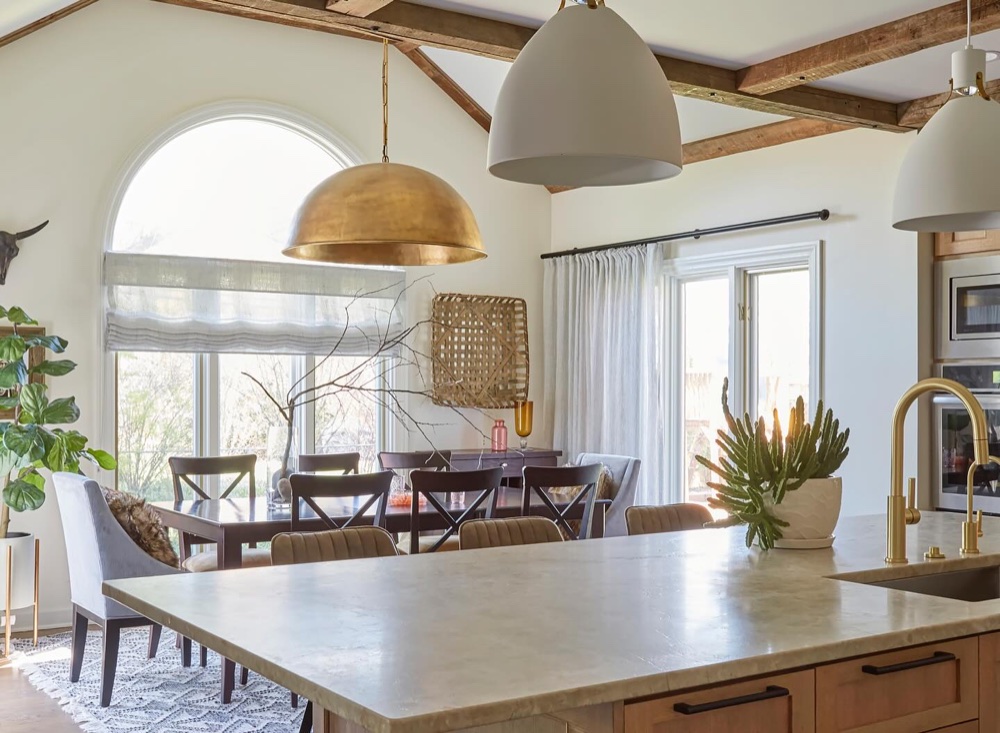 Open kitchen and dining great room, luxury renovation and interior design by Martire Custom Homes