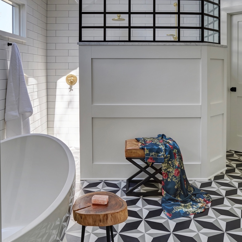 Primary bath, luxury renovation and interior design by Martire Custom Homes